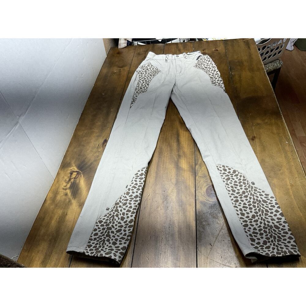 VTG Western Ethics Denim Jeans Size 1 Beige Leopard Bareback NWT